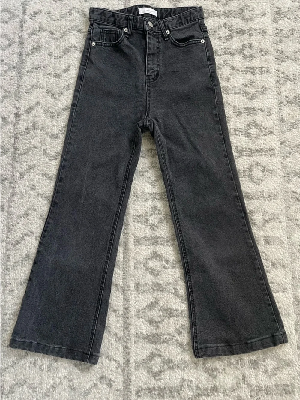 Wellrow High-Rise Wide-Leg Jeans - Black Wash - Size Small -‎ Made in Korea